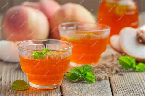 Персиковый чай Персиковые продукты питания и напитки Концепция питания ...