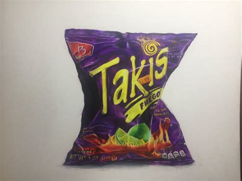 Takis Bag, Me, Colored Pencil on Paper, 2019 : Art