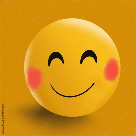 High quality emoticon 3d on isolated background. Emoji blushing with ...