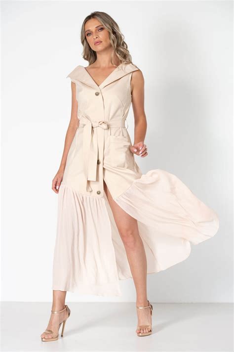 Rochie vesta nude volan - Iulia Dima - Fashion Designer