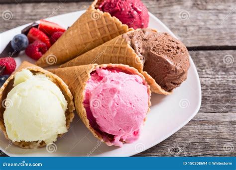 Ice cream waffle cones stock photo. Image of food, pink - 150208694