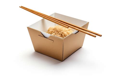 Open wok paper box with chopsticks isolated | Premium AI-generated image