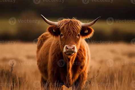 Fluffy cow in beautiful plain field. 23343241 Stock Photo at Vecteezy