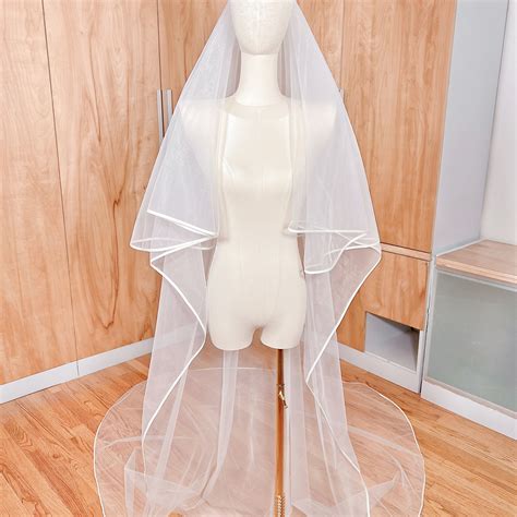 Cathedral Satin Veil, Satin Edge Veil Wedding, Cathedral Veil With