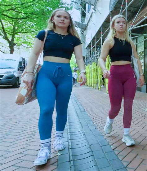 2 fine blondes going to the gym, in there bright ass hugging leggings