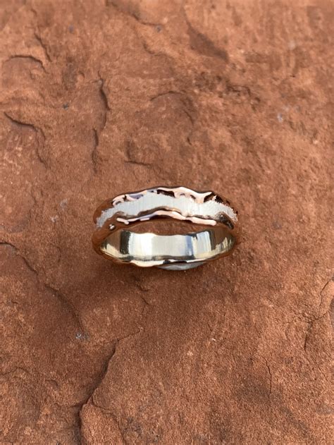 Rose and White Gold Melted band. - In Spire Studio