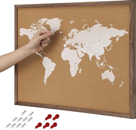 Amazon.com : Navaris Cork World Map Pinboard Wood Frame - Robust ...