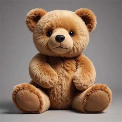 A Cute and Cuddly Plush Teddy Bear Sitting Happily on Display.