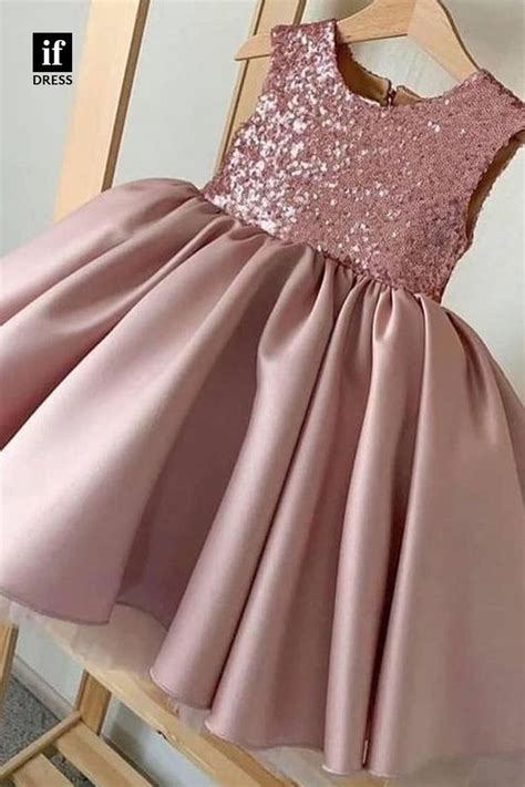 sequin top pink cute flower girl dresses simple  communion