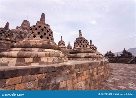 Temple Complex of Borobudur on Java Stock Photo - Image of cult ...