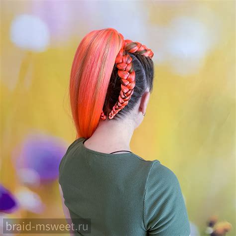 косы по голове красные коралловые оранжевые розовые красно розово яркие ...