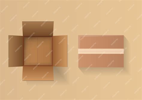 Реалистичная подробная открытая картонная коробка | Премиум векторы