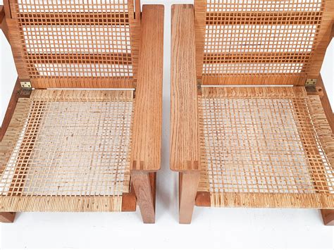 borge mogensen    oak sled lounge chairs  cane