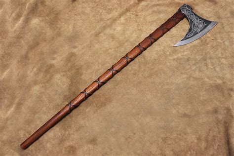 viking war axe  handed berserker axe hand forged steel axe norse