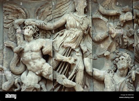 Berlin. Germany. Pergamon Museum. Pergamon Altar. Gigantomachy frieze, East panel, l-r ...