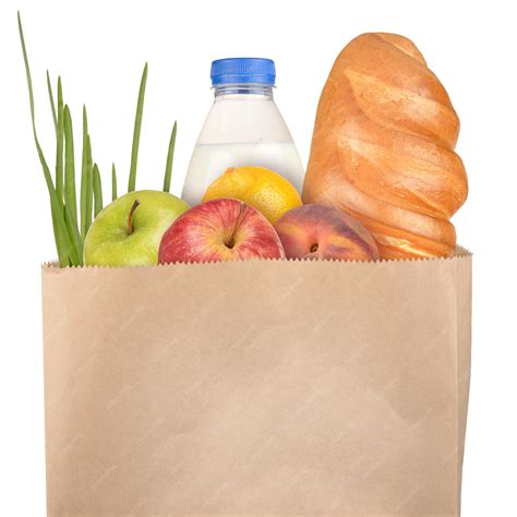 premium photo bag  groceries isolated  white background