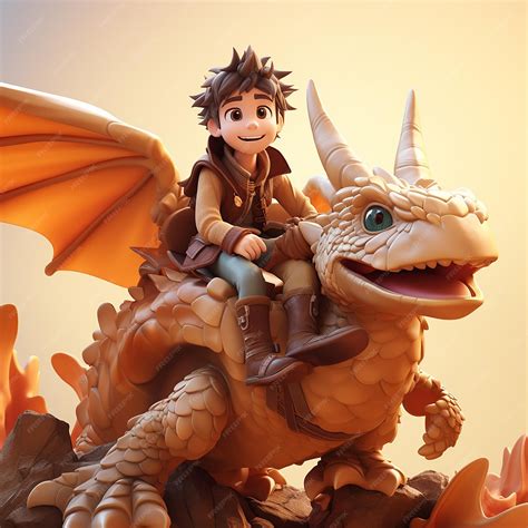 Premium Photo | 3D rendered anime style a boy sitting and riding a dragon