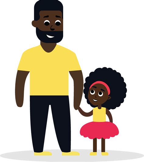 africano americano padre y hija plano estilo vector ilustración, negro