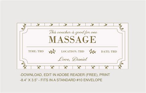 Massage Gift Voucher INSTANT DOWNLOAD EDITABLE Text | Etsy
