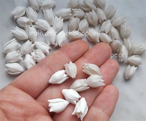10 Pcs. Closed Lily Polymer Clay Flowers, Polymer Clay Flower Bead