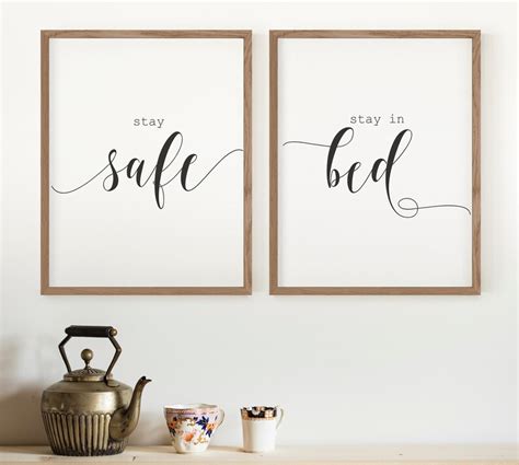 Stay safe stay in bed printable Inspirational Quote Set 2 | Etsy