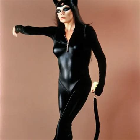 ornella muti as cat woman unzipping her jumpsuit, 8 k | Stable Diffusion