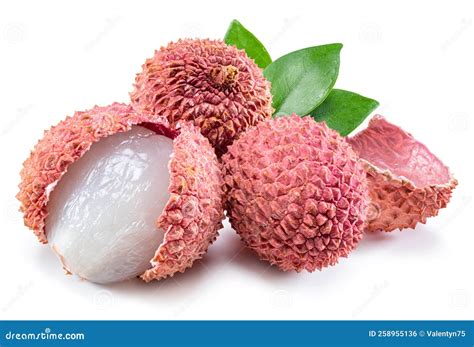 Whole and Opened Lychee Fruit Isolated on White Background Stock Photo ...