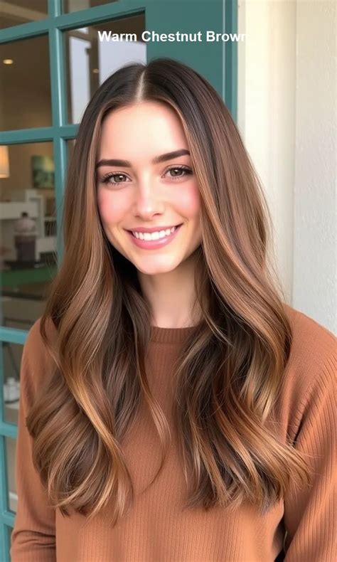 warm chestnut brown spring brunette hair color  women