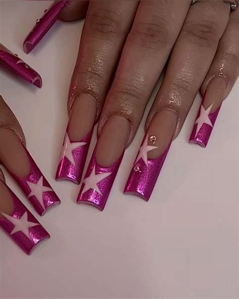 metallic star nails cute acrylic nails arylic nails long acrylic nails
