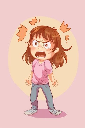 Premium Photo | Cartoon Little Girl in Tantrum with Fiery Backdrop