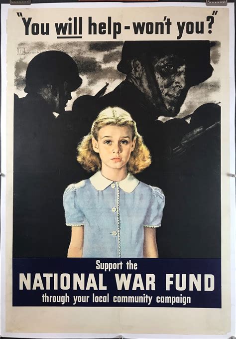 YOU WILL HELP WON'T YOU? Original WW2 Vintage Propaganda poster