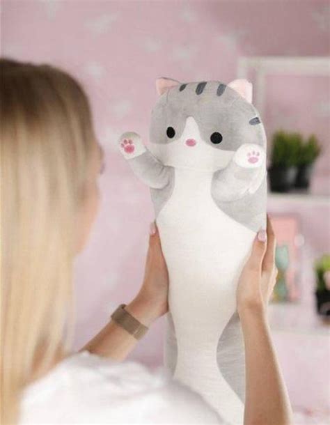 Мягкая игрушка Кот Батон подушка обнимашка 50 см серый – фото, отзывы ...