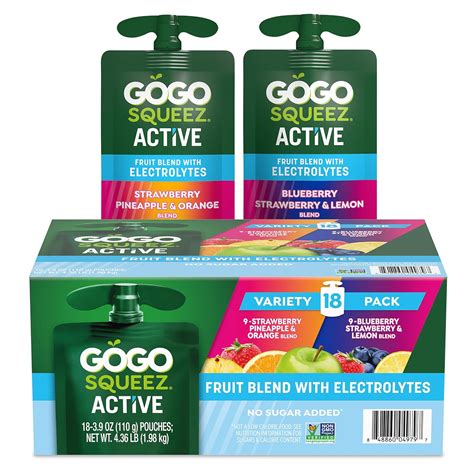 Amazon.com: GoGo squeeZ Active Fruit Blend with Electrolytes | 18-Count