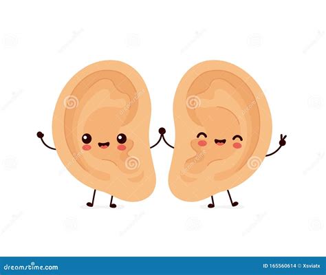 Cute Smiling Happy Human Ear Couple Vector Illustration | CartoonDealer ...