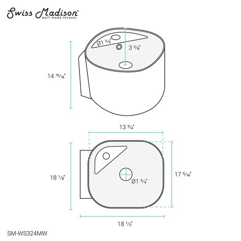 Swiss Madison Ivy 18" x 19" Square Matte White Ceramic Wall-Hung Bathr