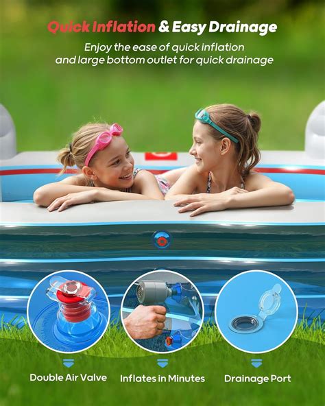 Inflatable Swimming Pool, Full-Sized Blow Up Pools with Seats and