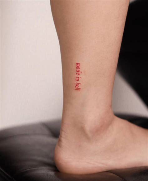hell lettering tattoo  red ink located