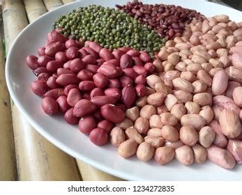colorful bean seed  produced  stock photo