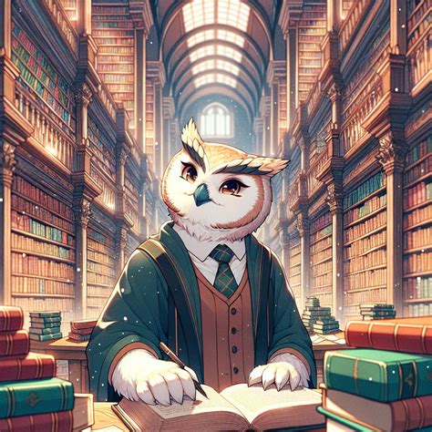 Librarian Owl in an Ancient Library: | Fanart