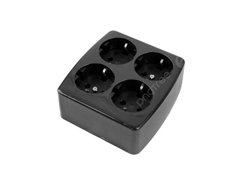 white backgrounded isolated black electric adapter grounded adapter socket photo  picture