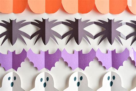 Halloween Paper Garland Cutouts – Bats, Spiders, Pumpkins, Ghosts and ...