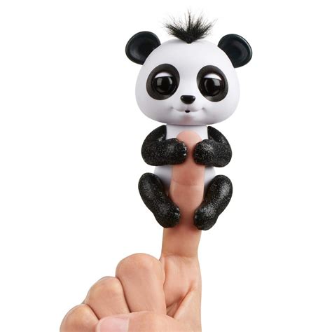 Интерактивная панда на палец блестящая черная WowWee Fingerlings ...