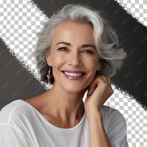 Premium PSD | Closeup portrait of an older woman flashing a smile and