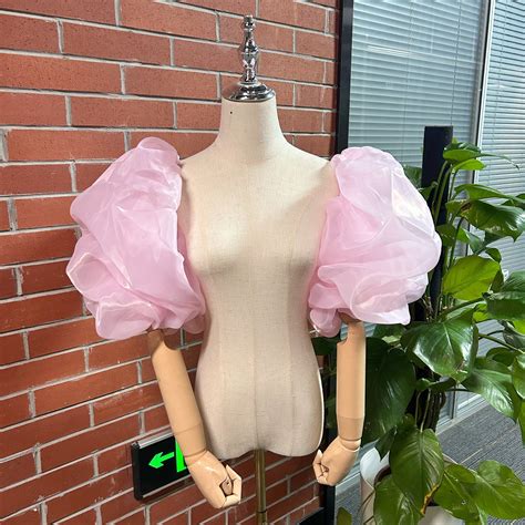 Pink Puff Organza Bridal Sleeves/ Detachable Sleeves for Wedding Dress