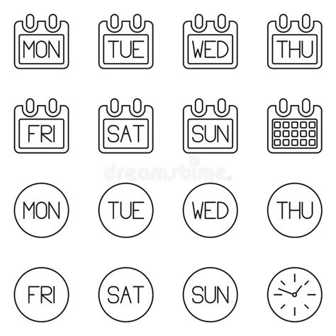 Dagen Van De Vectorillustratie Van De Weekpictogrammen Vector ...