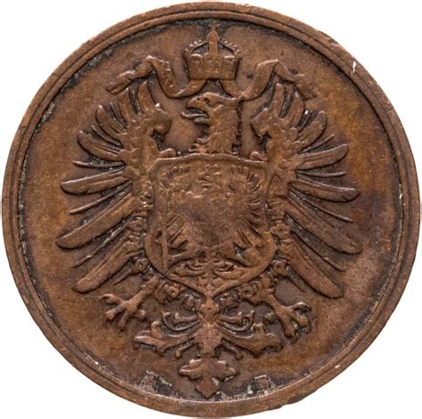 Монета Германия 2 пфеннига (pfennig) 1875 стоимостью 306 руб.