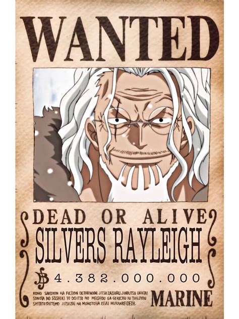 "Silvers Rayleigh One Piece Bounty Dark King reighley Wanted" Poster ...