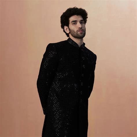 Indo Western for Men - Buy Black Sequins Velvet Indo Western Online ...