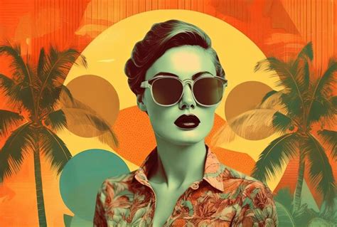 Premium AI Image | a woman in vintage glasses and sun is shown in a ...