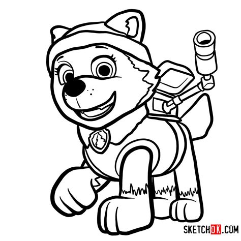How to draw Everest | Paw Patrol - Step by step drawing tutorials | Paw ...